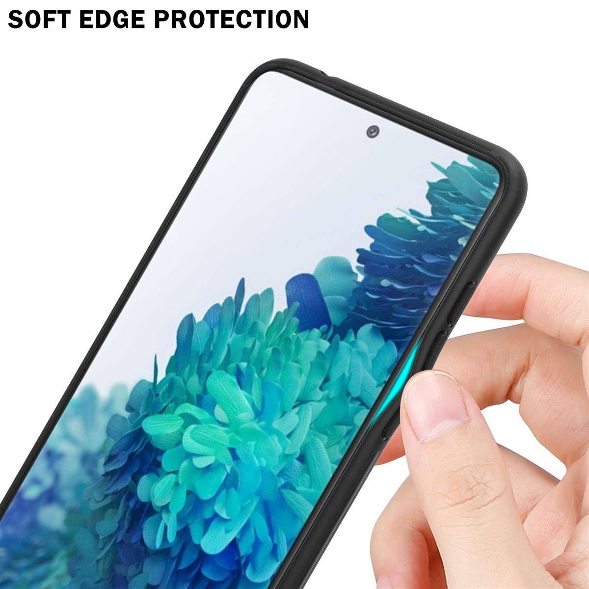 Cadorabo Hülle für Samsung Galaxy S20 FE Schutz Hülle in Schwarz Handyhülle TPU Etui Cover Case Tempered Glas