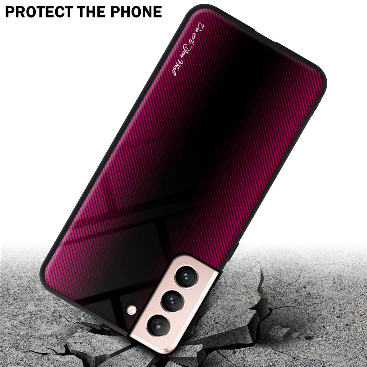 Cadorabo Hülle für Samsung Galaxy S21 5G Schutz Hülle in Pink Handyhülle TPU Etui Cover Case Tempered Glas