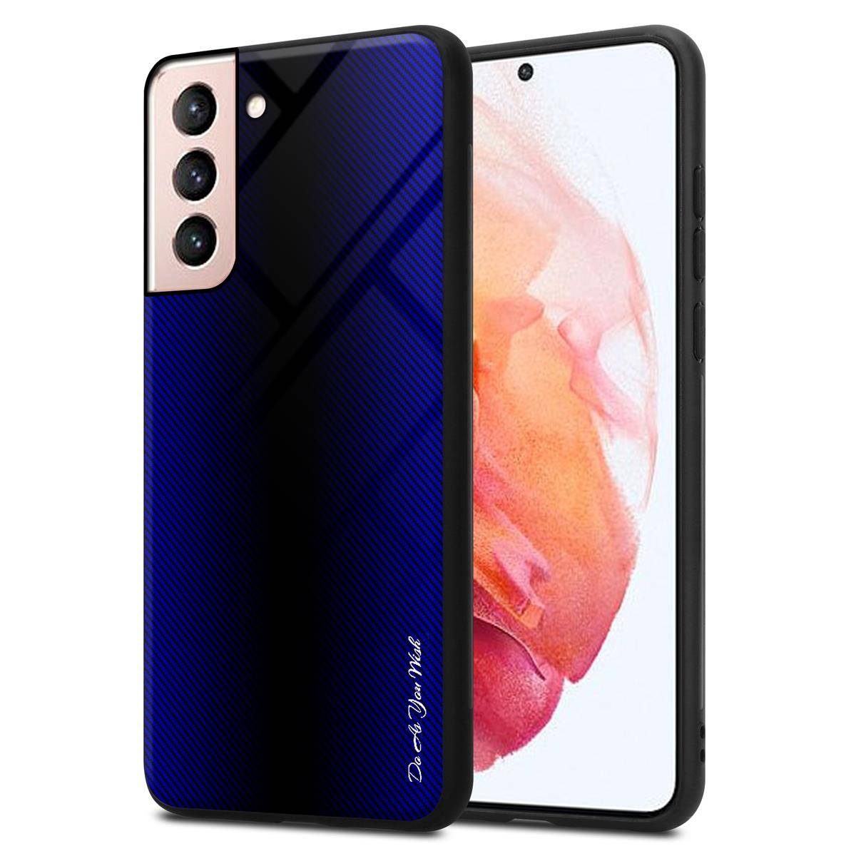 Cadorabo Hülle für Samsung Galaxy S21 5G Schutz Hülle in Lila Handyhülle TPU Etui Cover Case Tempered Glas