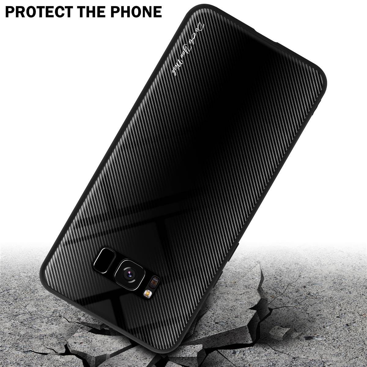 Cadorabo Hülle für Samsung Galaxy S8 Schutz Hülle in Schwarz Handyhülle TPU Etui Cover Case Tempered Glas