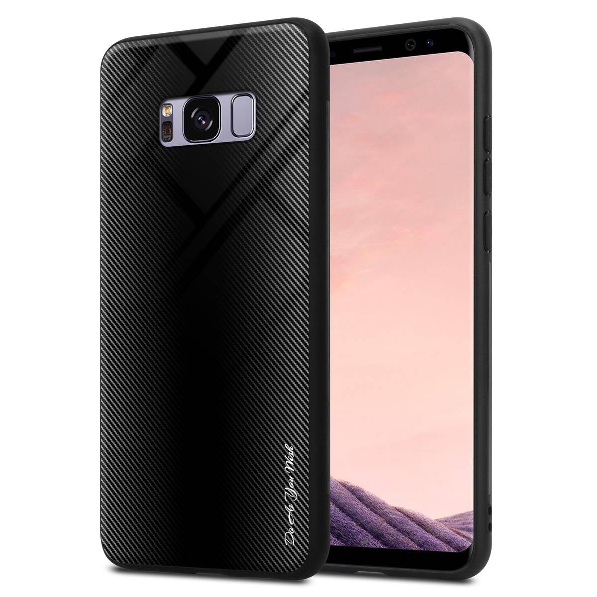 Cadorabo Hülle für Samsung Galaxy S8 PLUS Schutz Hülle in Schwarz Handyhülle TPU Etui Cover Case Tempered Glas