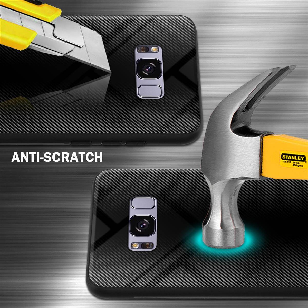 Cadorabo Hülle für Samsung Galaxy S8 PLUS Schutz Hülle in Schwarz Handyhülle TPU Etui Cover Case Tempered Glas