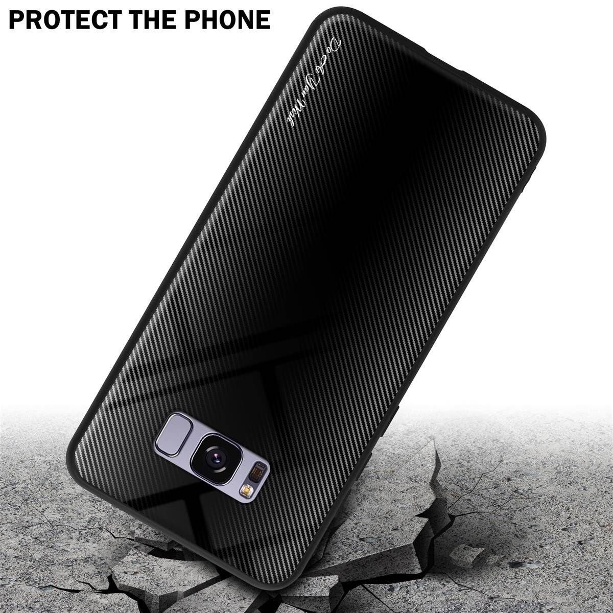 Cadorabo Hülle für Samsung Galaxy S8 PLUS Schutz Hülle in Schwarz Handyhülle TPU Etui Cover Case Tempered Glas