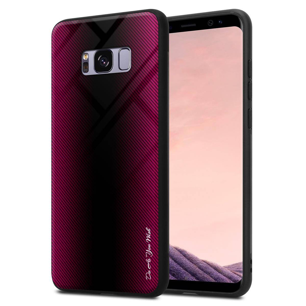 Cadorabo Hülle für Samsung Galaxy S8 PLUS Schutz Hülle in Pink Handyhülle TPU Etui Cover Case Tempered Glas