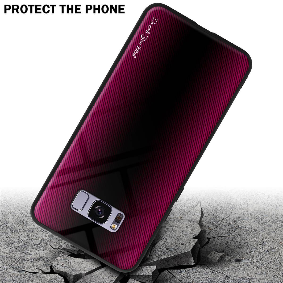Cadorabo Hülle für Samsung Galaxy S8 PLUS Schutz Hülle in Pink Handyhülle TPU Etui Cover Case Tempered Glas