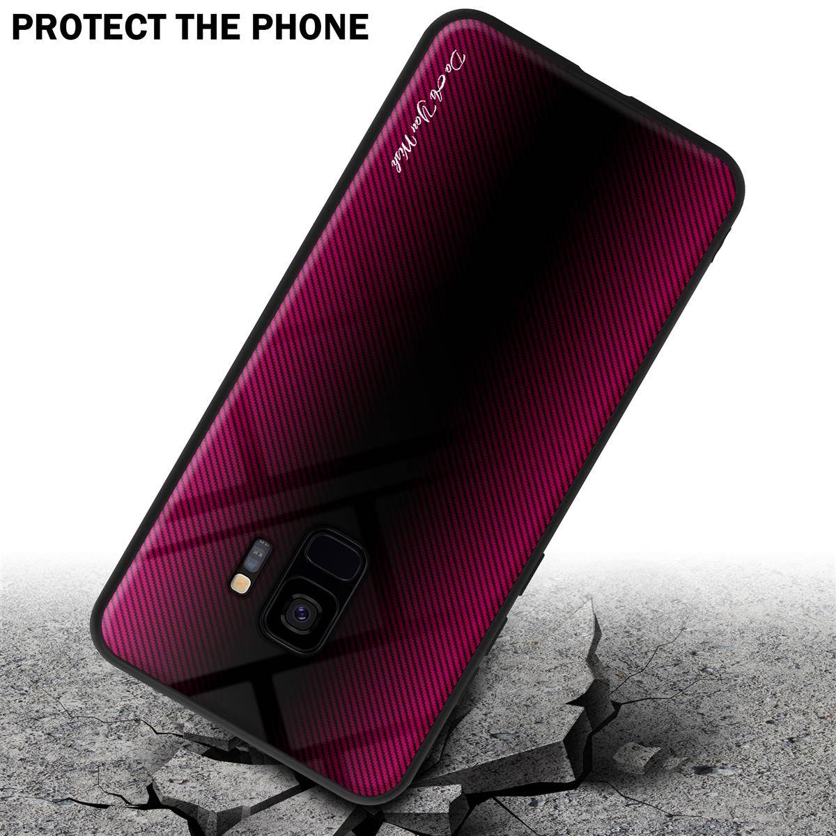Cadorabo Hülle für Samsung Galaxy S9 Schutz Hülle in Pink Handyhülle TPU Etui Cover Case Tempered Glas