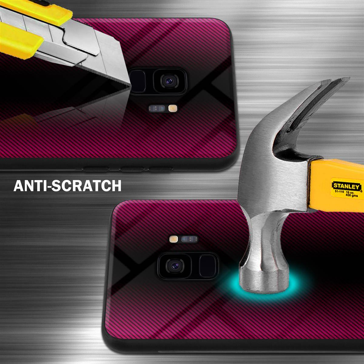Cadorabo Hülle für Samsung Galaxy S9 Schutz Hülle in Pink Handyhülle TPU Etui Cover Case Tempered Glas