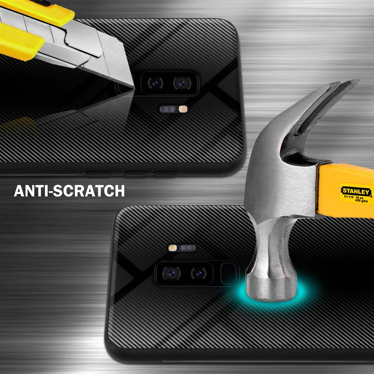 Cadorabo Hülle für Samsung Galaxy S9 PLUS Schutz Hülle in Schwarz Handyhülle TPU Etui Cover Case Tempered Glas