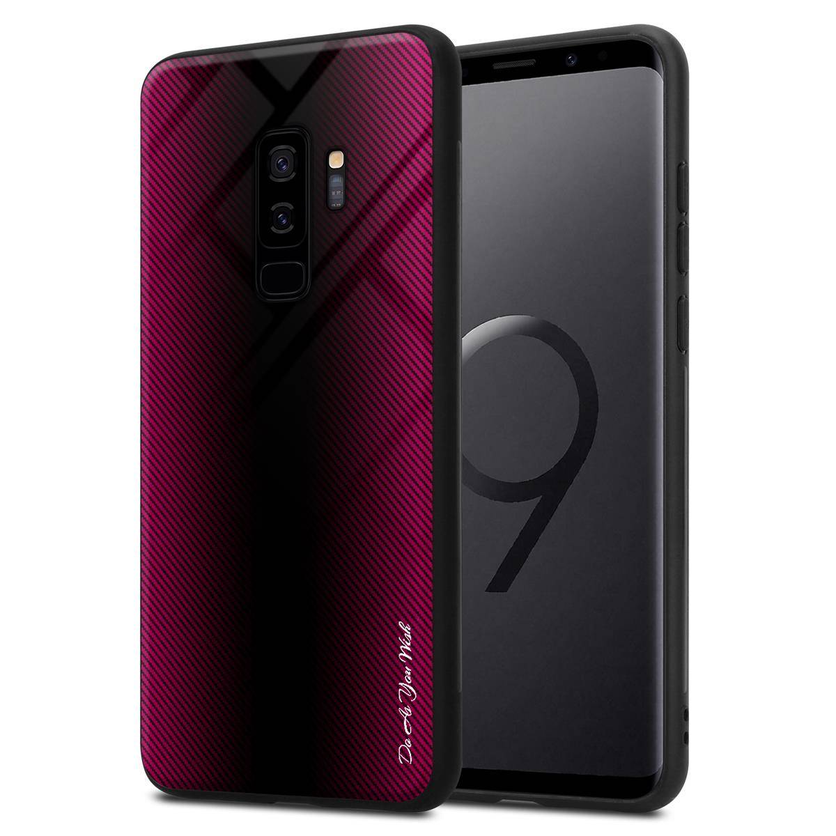 Cadorabo Hülle für Samsung Galaxy S9 PLUS Schutz Hülle in Pink Handyhülle TPU Etui Cover Case Tempered Glas
