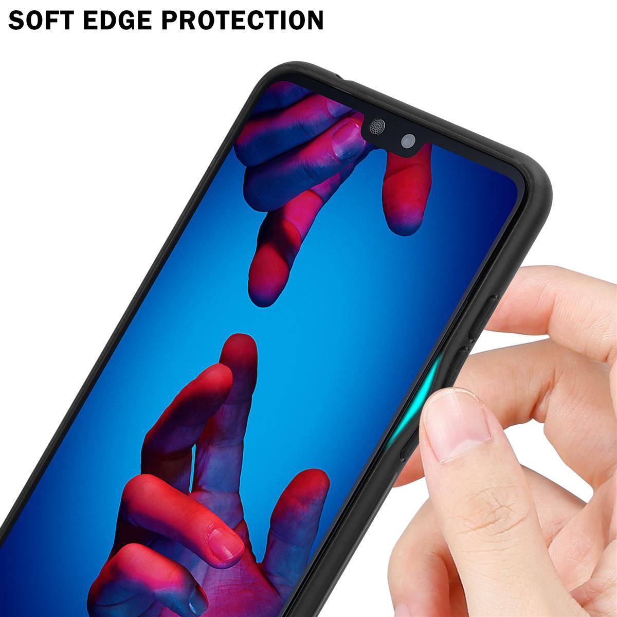 Cadorabo Hülle für Huawei P20 Schutz Hülle in Lila Handyhülle TPU Etui Cover Case Tempered Glas