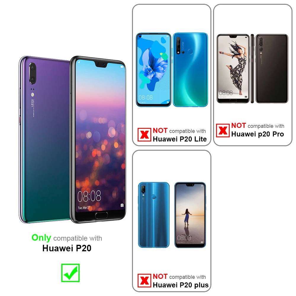 Cadorabo Hülle für Huawei P20 Schutz Hülle in Lila Handyhülle TPU Etui Cover Case Tempered Glas