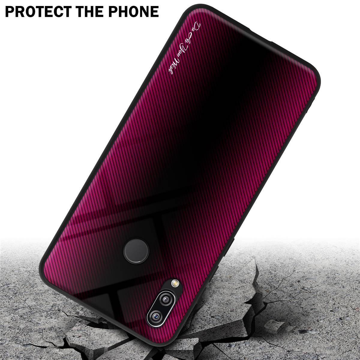 Cadorabo Hülle für Huawei P20 LITE 2018 / NOVA 3E Schutz Hülle in Pink Handyhülle TPU Etui Cover Case Tempered Glas