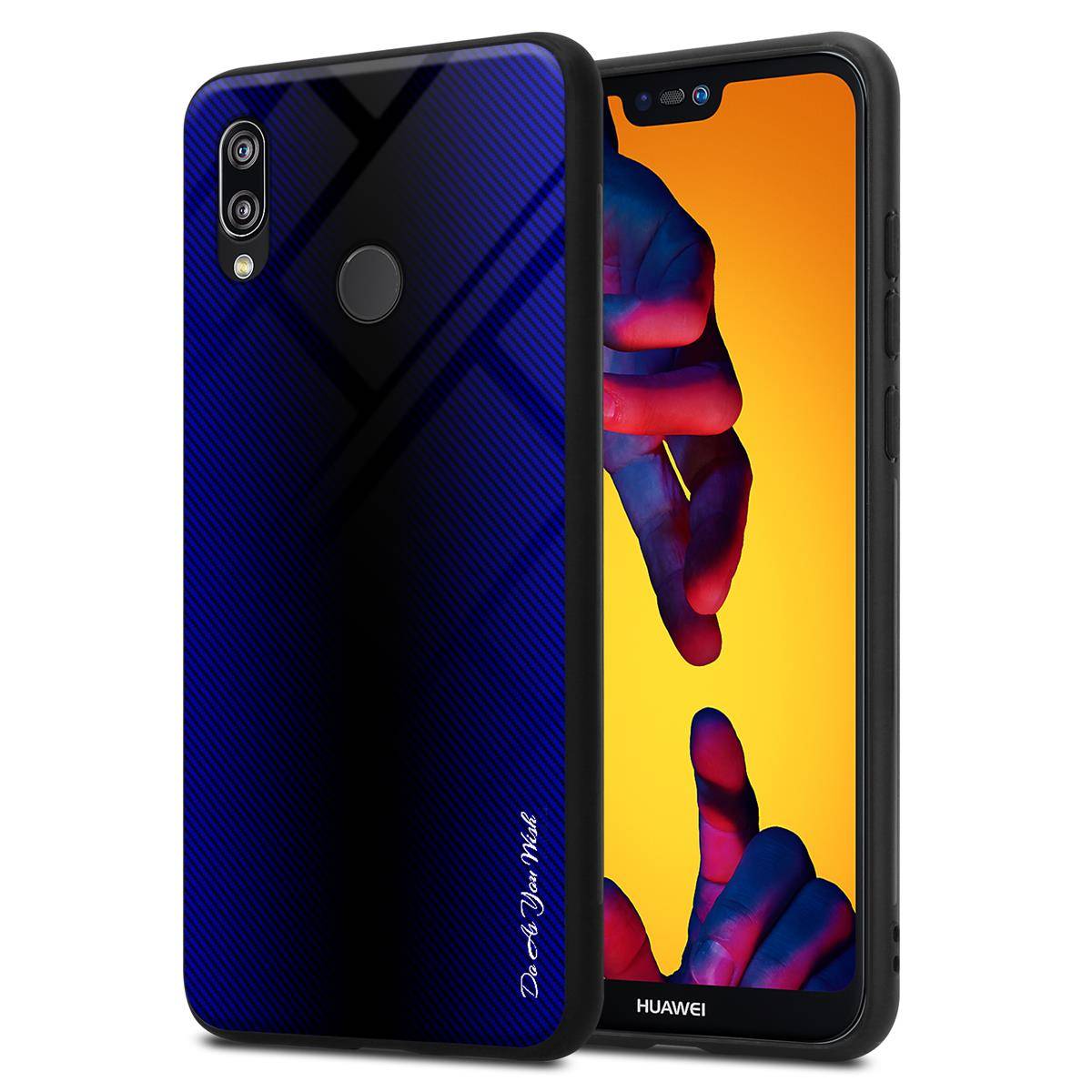 Cadorabo Hülle für Huawei P20 LITE 2018 / NOVA 3E Schutz Hülle in Lila Handyhülle TPU Etui Cover Case Tempered Glas