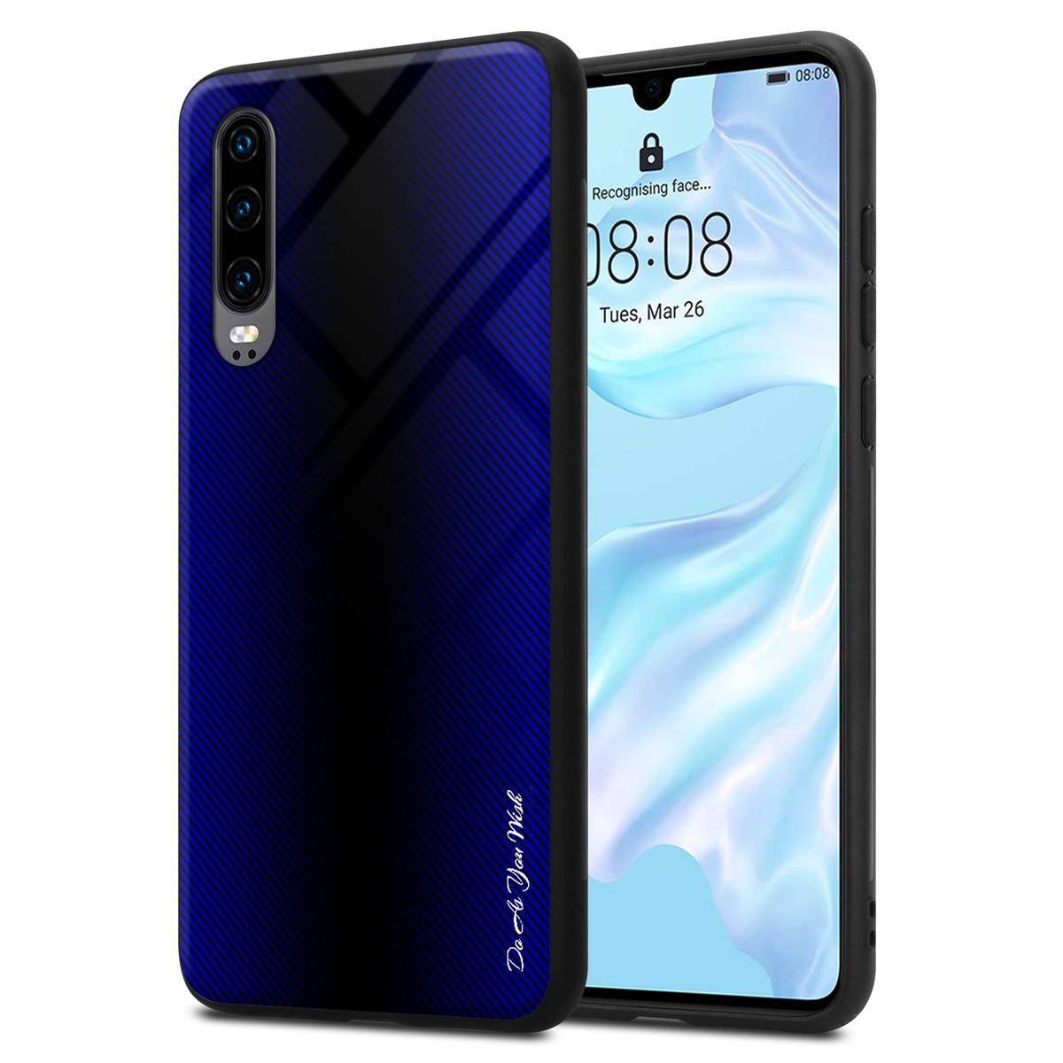 Cadorabo Hülle für Huawei P30 Schutz Hülle in Lila Handyhülle TPU Etui Cover Case Tempered Glas