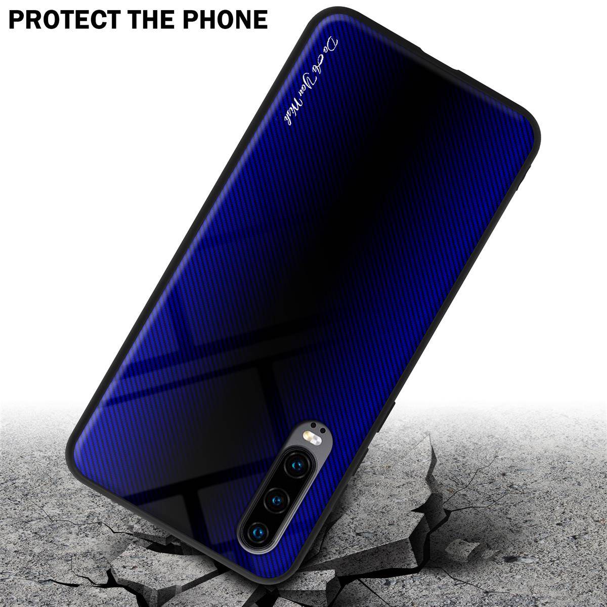 Cadorabo Hülle für Huawei P30 Schutz Hülle in Lila Handyhülle TPU Etui Cover Case Tempered Glas