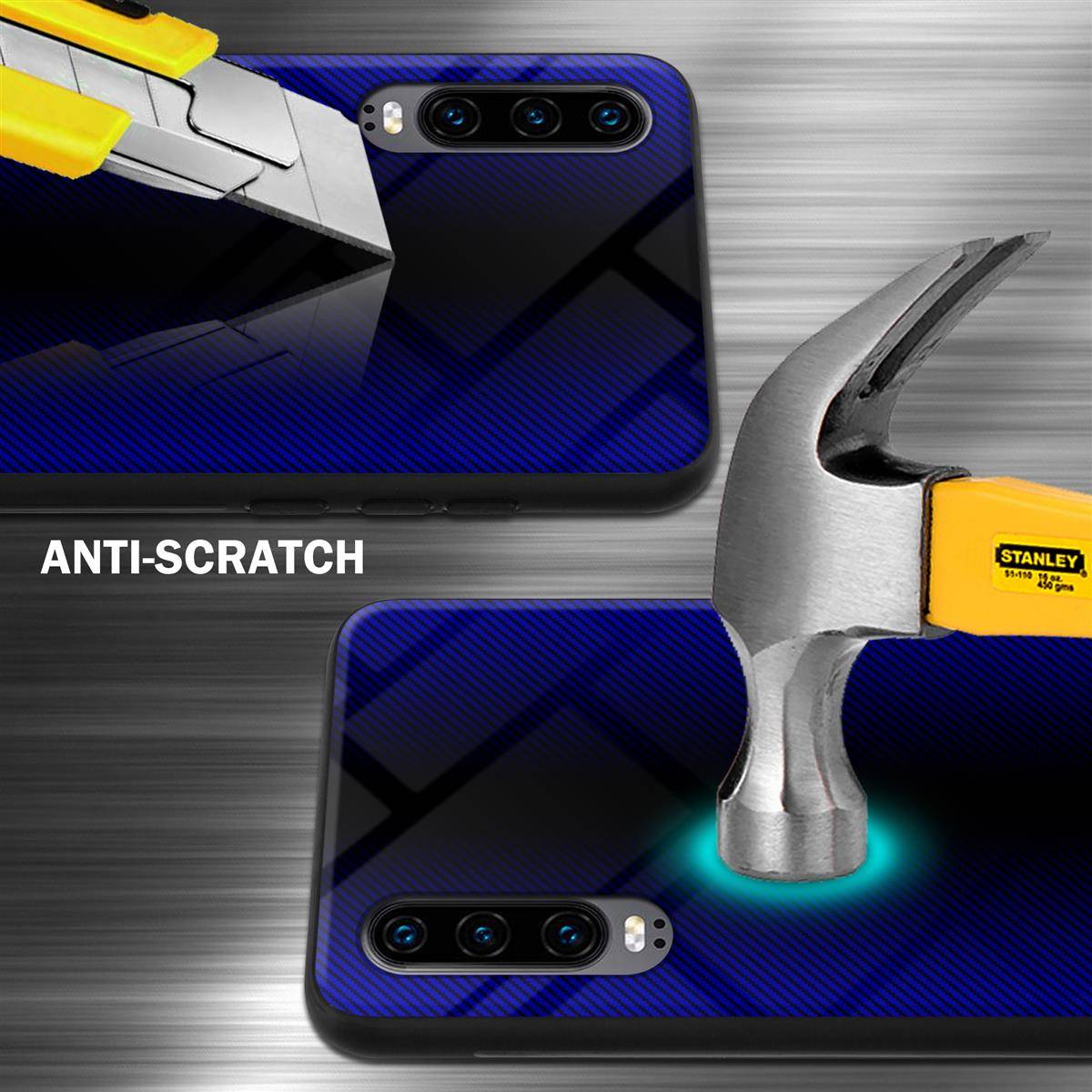 Cadorabo Hülle für Huawei P30 Schutz Hülle in Lila Handyhülle TPU Etui Cover Case Tempered Glas