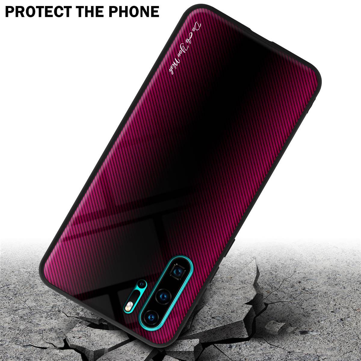 Cadorabo Hülle für Huawei P30 PRO Schutz Hülle in Pink Handyhülle TPU Etui Cover Case Tempered Glas