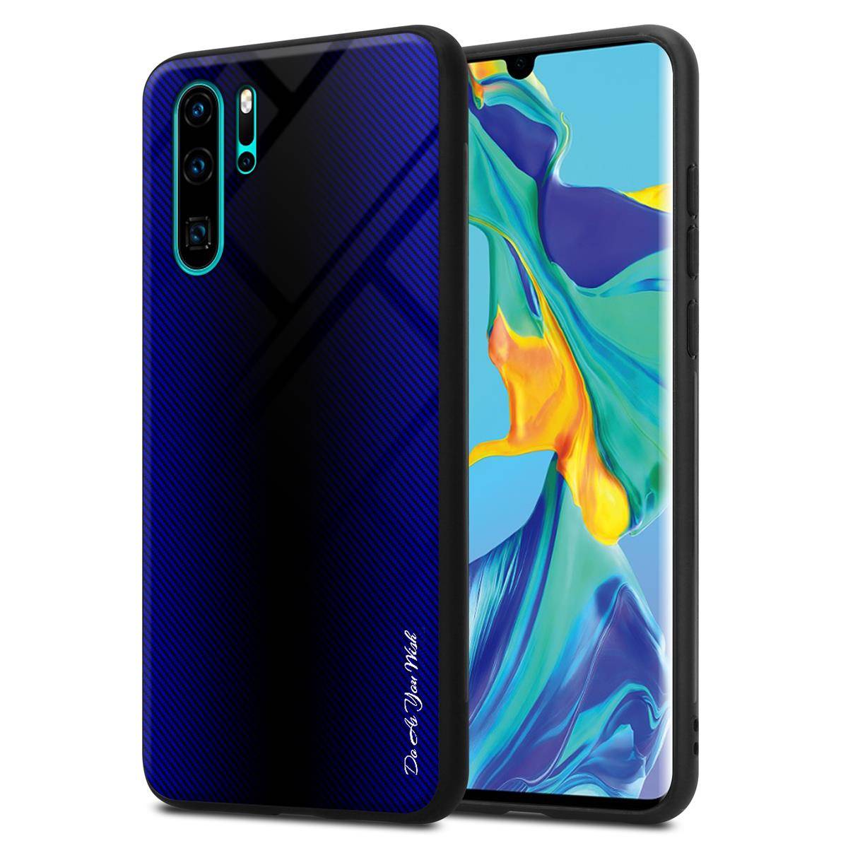 Cadorabo Hülle für Huawei P30 PRO Schutz Hülle in Lila Handyhülle TPU Etui Cover Case Tempered Glas