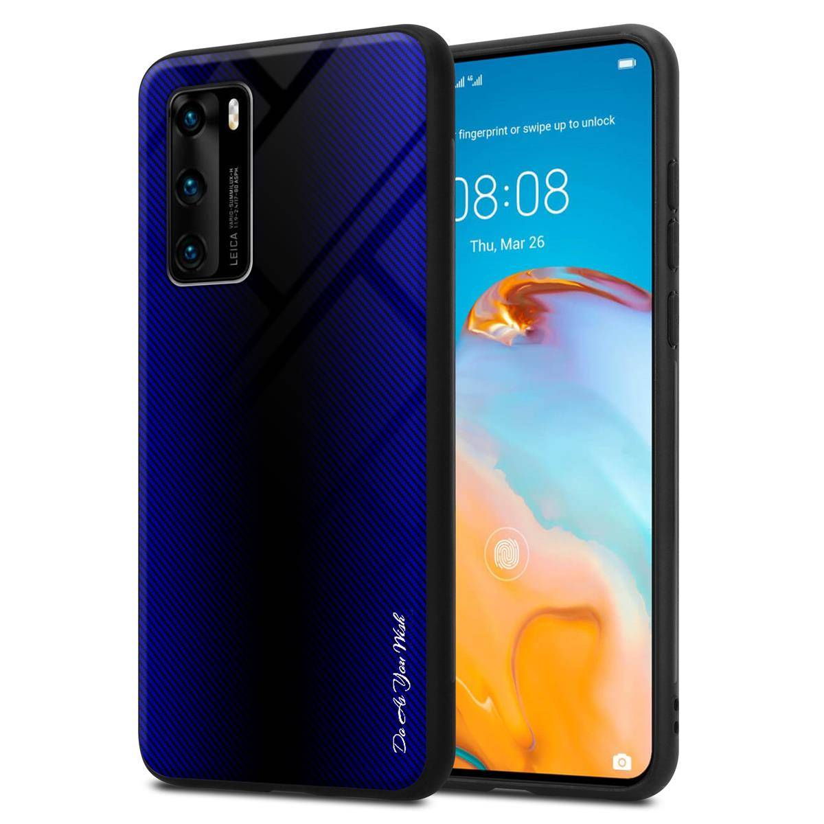 Cadorabo Hülle für Huawei P40 Schutz Hülle in Lila Handyhülle TPU Etui Cover Case Tempered Glas