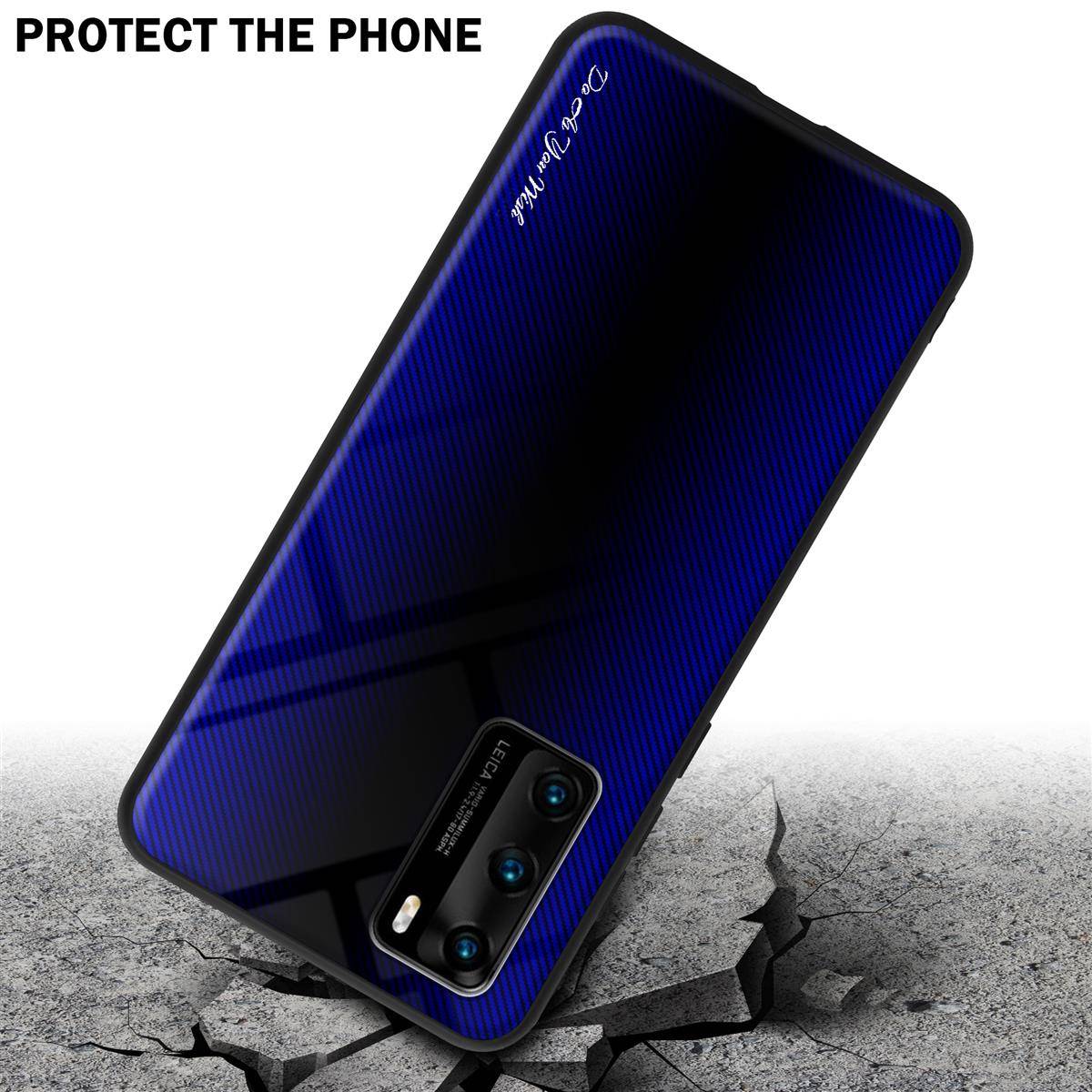 Cadorabo Hülle für Huawei P40 Schutz Hülle in Lila Handyhülle TPU Etui Cover Case Tempered Glas