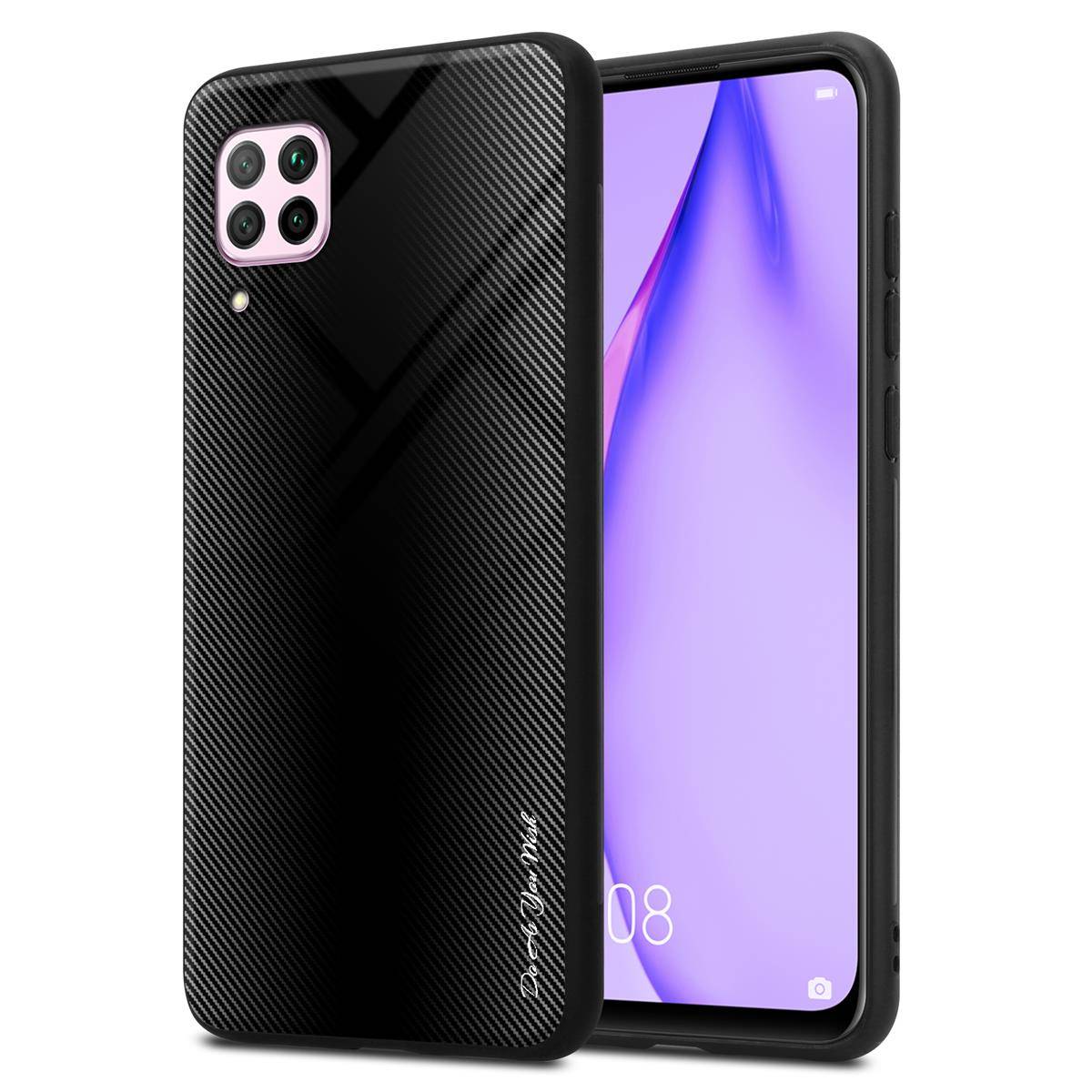 Cadorabo Hülle für Huawei NOVA 6 SE / P40 LITE / NOVA 7i Schutz Hülle in Schwarz Handyhülle TPU Etui Cover Case Tempered