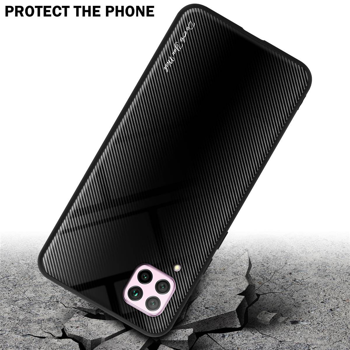 Cadorabo Hülle für Huawei NOVA 6 SE / P40 LITE / NOVA 7i Schutz Hülle in Schwarz Handyhülle TPU Etui Cover Case Tempered