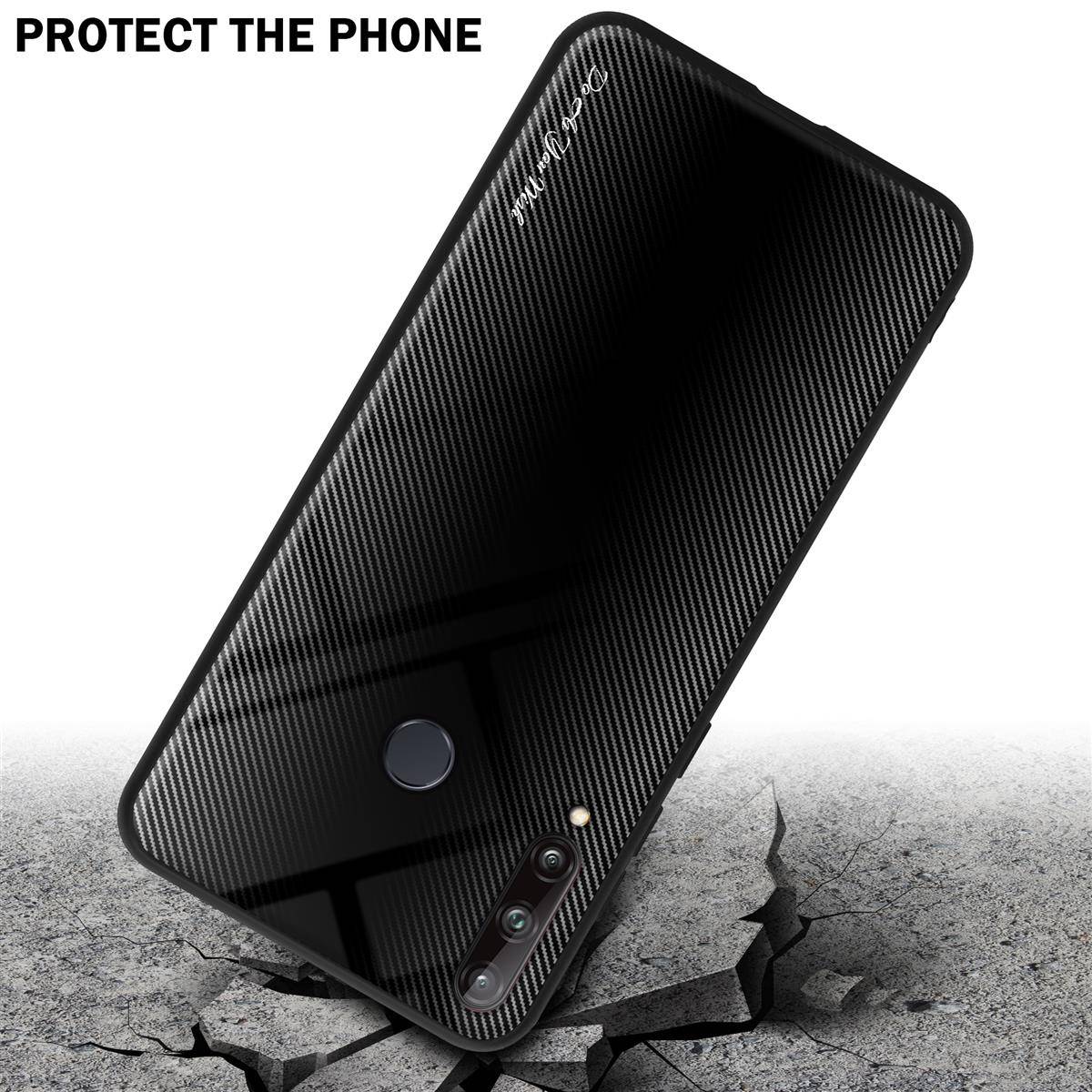 Cadorabo Hülle für Huawei P40 LITE E Schutz Hülle in Schwarz Handyhülle TPU Etui Cover Case Tempered Glas