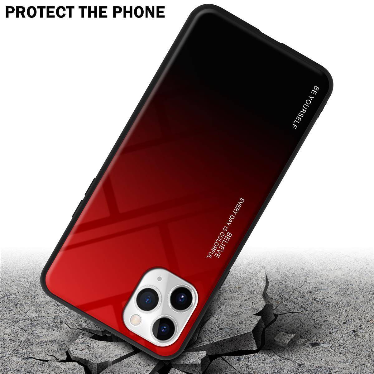 Cadorabo Hülle für Apple iPhone 11 PRO Schutz Hülle in Schwarz Handyhülle TPU Etui Cover Case Tempered Glas