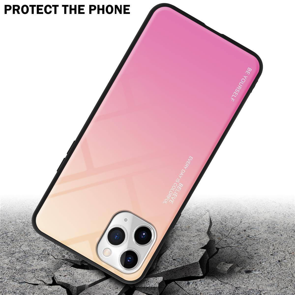 Cadorabo Hülle für Apple iPhone 11 PRO MAX Schutz Hülle in Schwarz Handyhülle TPU Etui Cover Case Tempered Glas