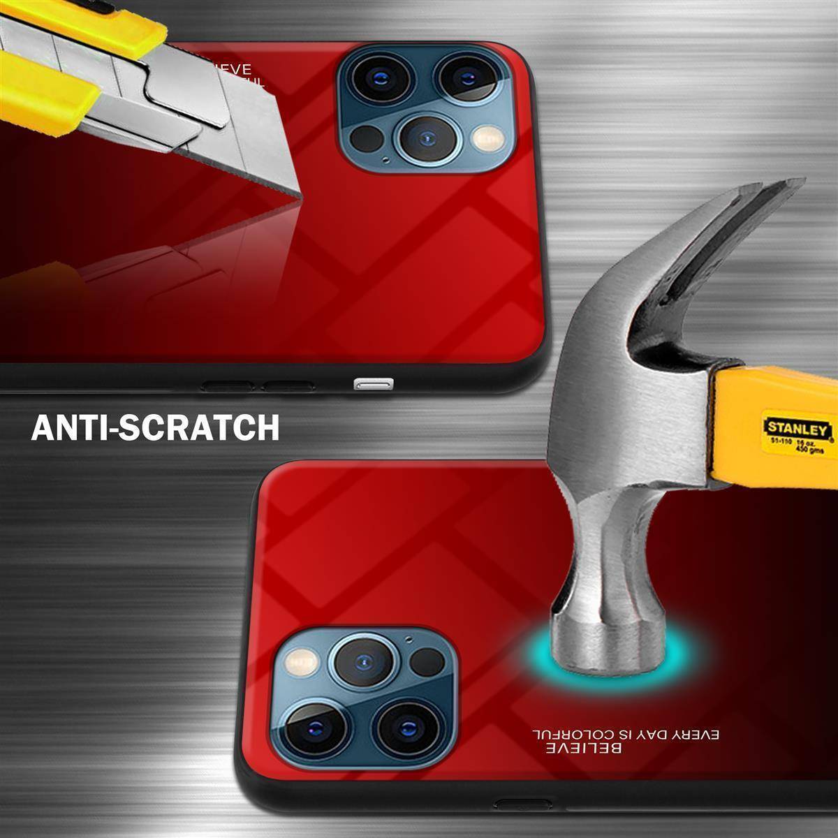 Cadorabo Hülle für Apple iPhone 12 / 12 PRO Schutz Hülle in Schwarz Handyhülle TPU Etui Cover Case Tempered Glas