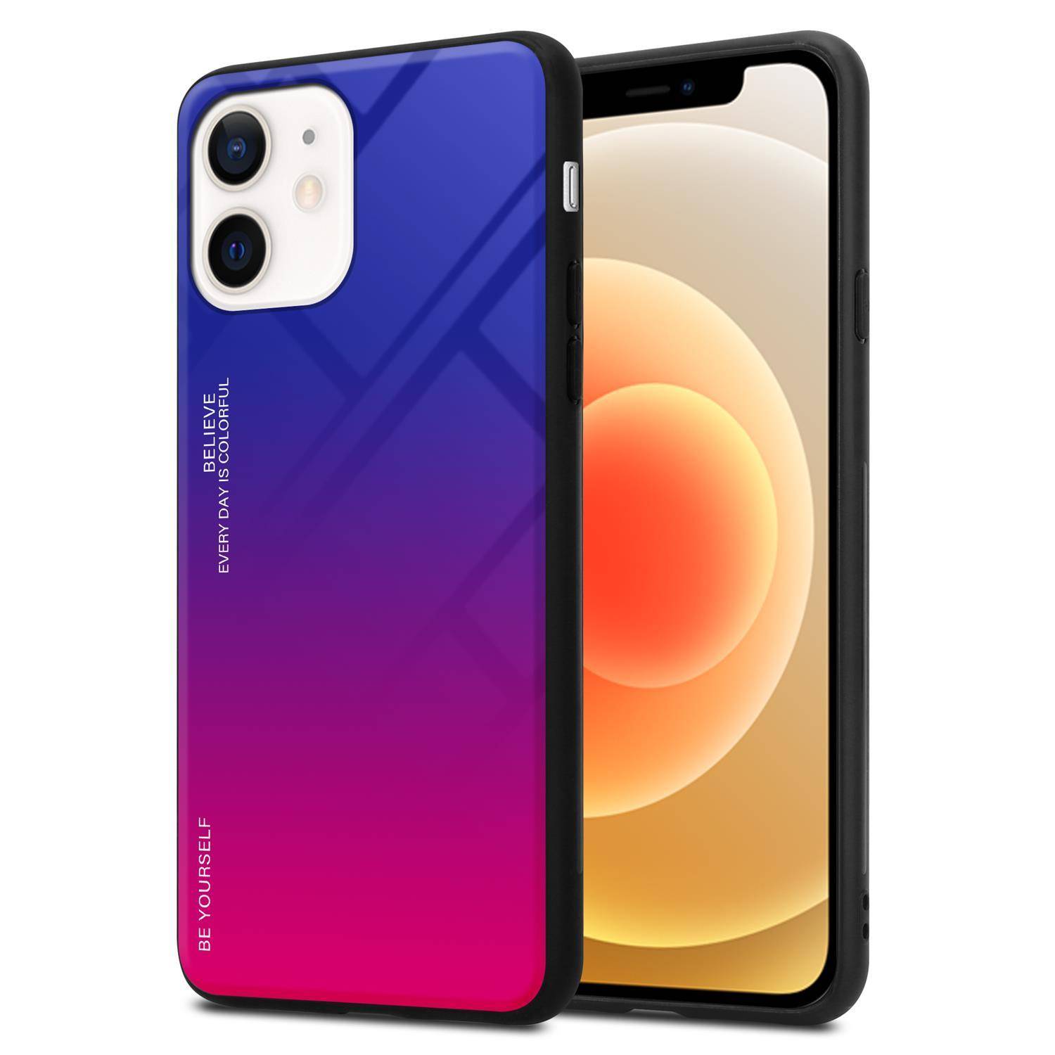 Cadorabo Hülle für Apple iPhone 12 MINI Schutz Hülle in Schwarz Handyhülle TPU Etui Cover Case Tempered Glas