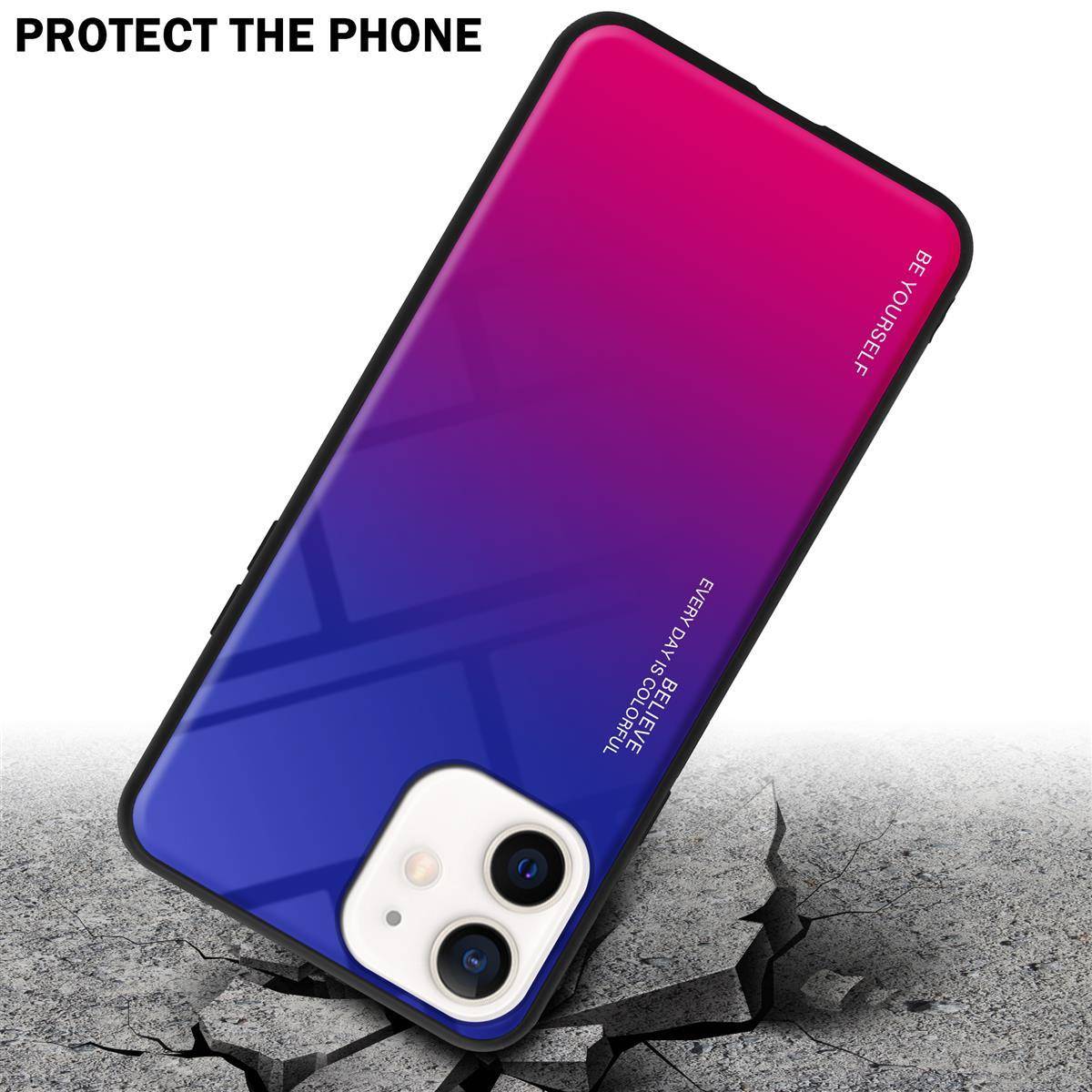 Cadorabo Hülle für Apple iPhone 12 MINI Schutz Hülle in Schwarz Handyhülle TPU Etui Cover Case Tempered Glas