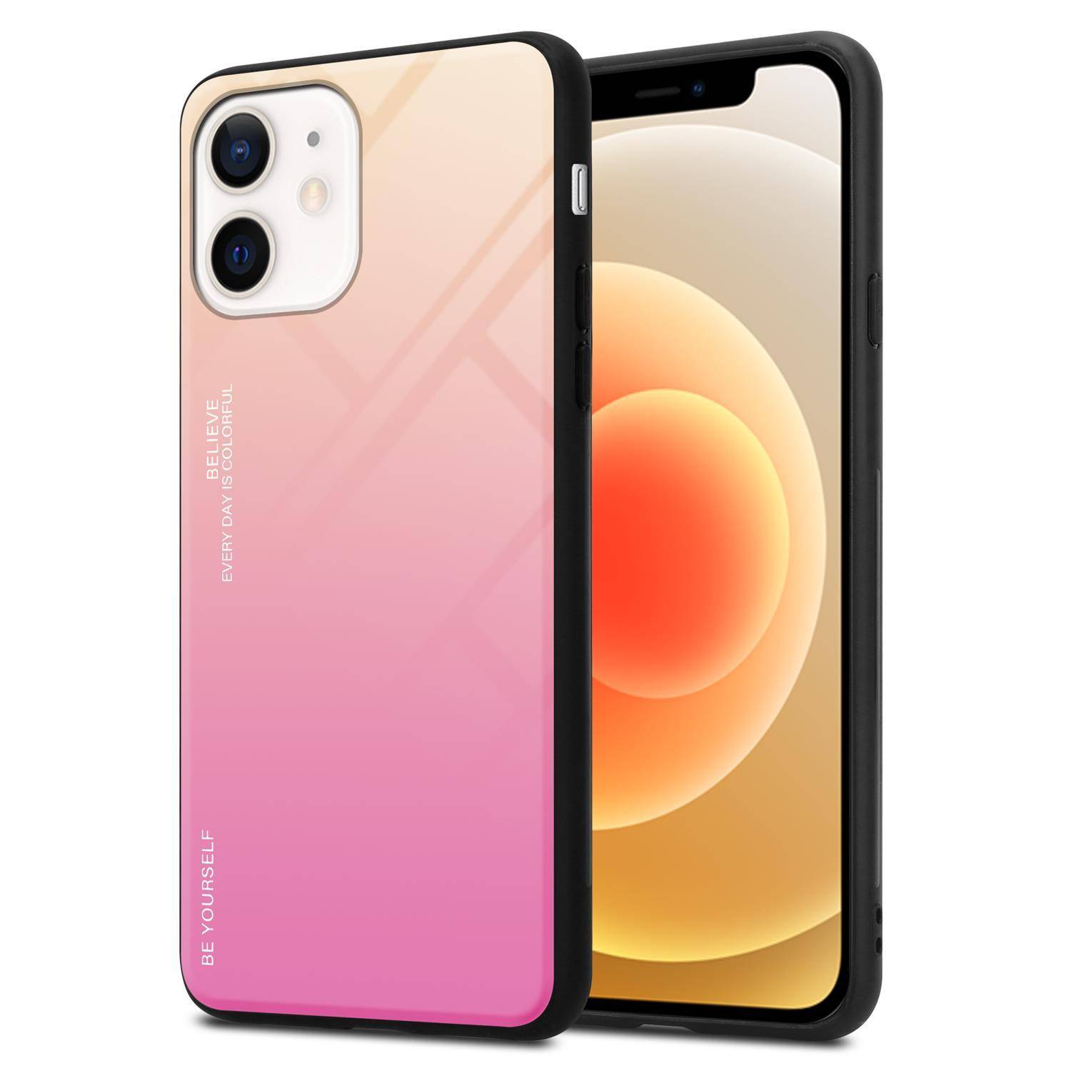 Cadorabo Hülle für Apple iPhone 12 MINI Schutz Hülle in Schwarz Handyhülle TPU Etui Cover Case Tempered Glas
