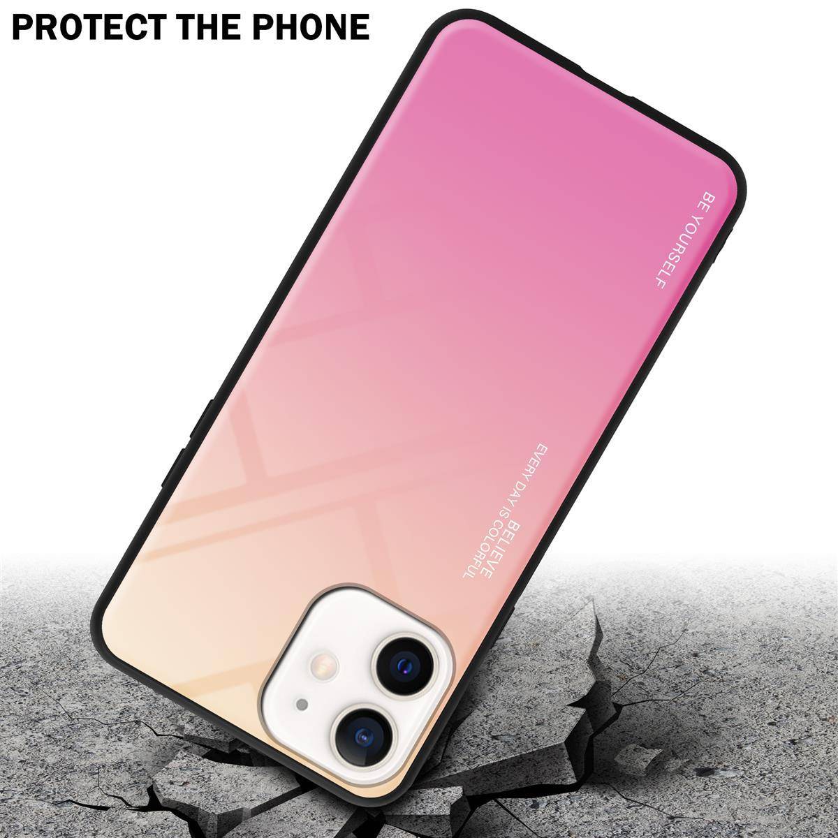 Cadorabo Hülle für Apple iPhone 12 MINI Schutz Hülle in Schwarz Handyhülle TPU Etui Cover Case Tempered Glas
