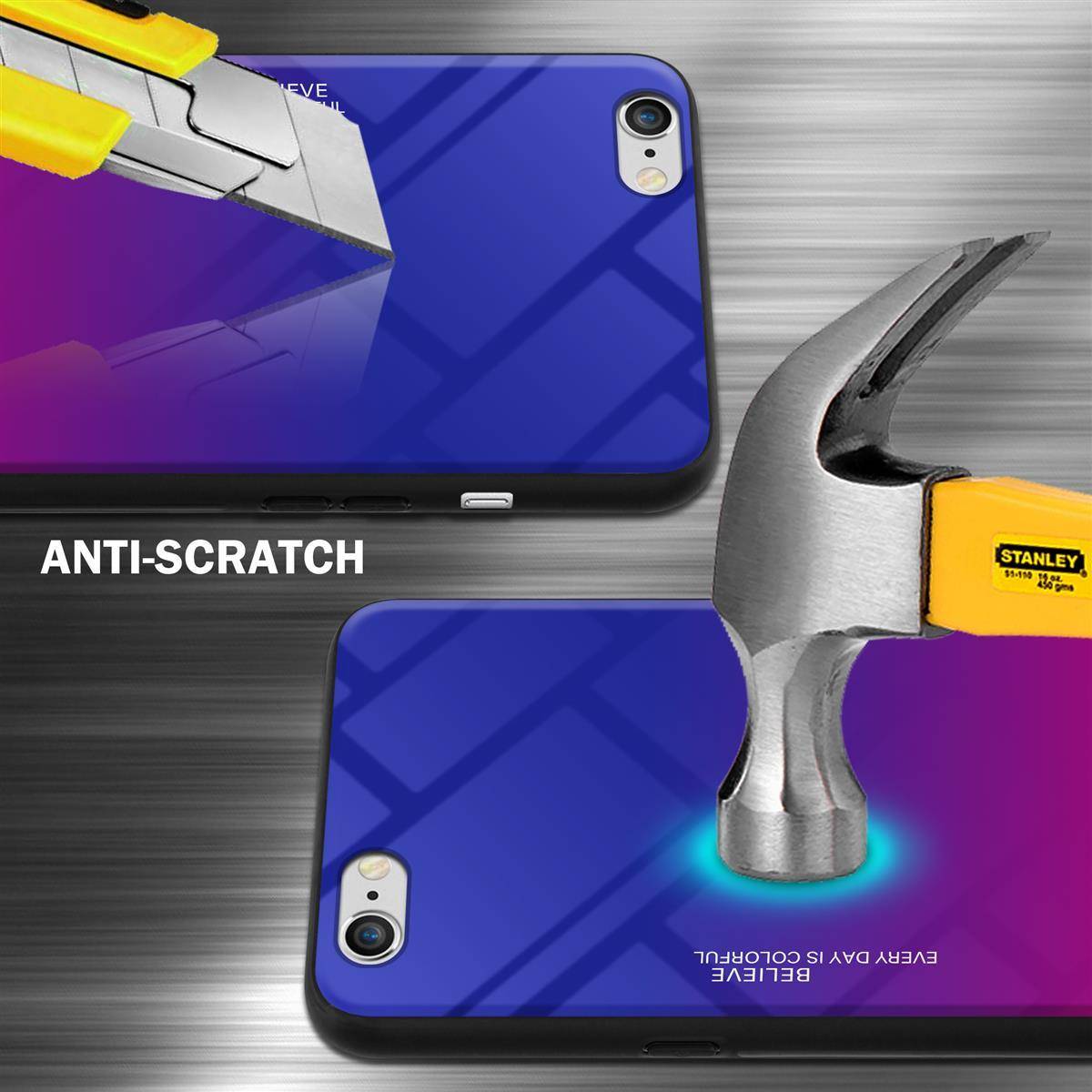 Cadorabo Hülle für Apple iPhone 6 / 6S Schutz Hülle in Schwarz Handyhülle TPU Etui Cover Case Tempered Glas