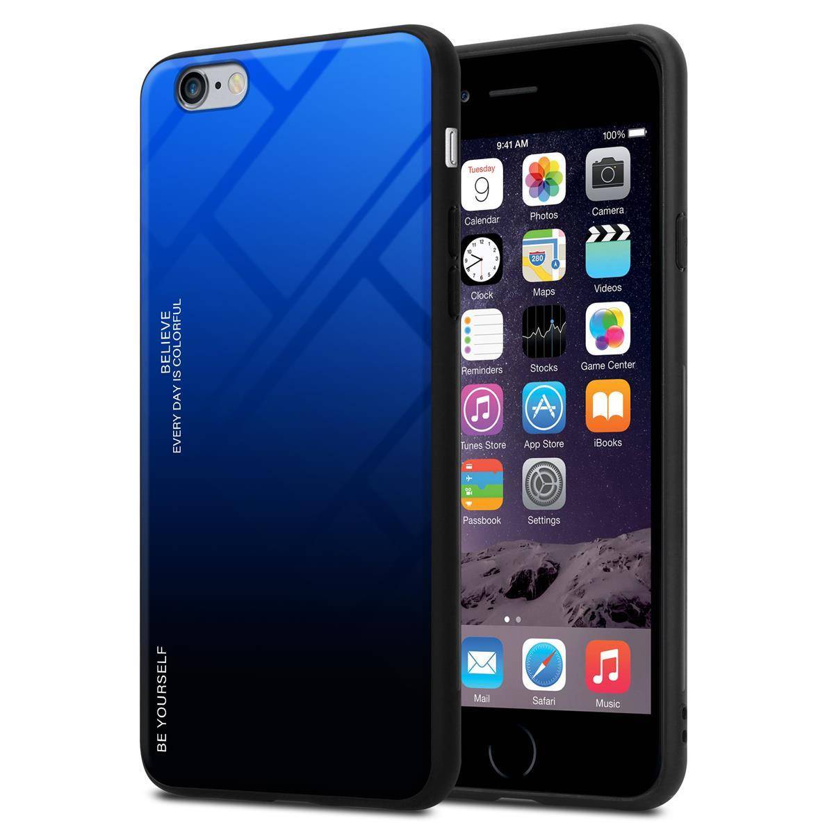 Cadorabo Hülle für Apple iPhone 6 PLUS / 6S PLUS Schutz Hülle in Schwarz Handyhülle TPU Etui Cover Case Tempered Glas