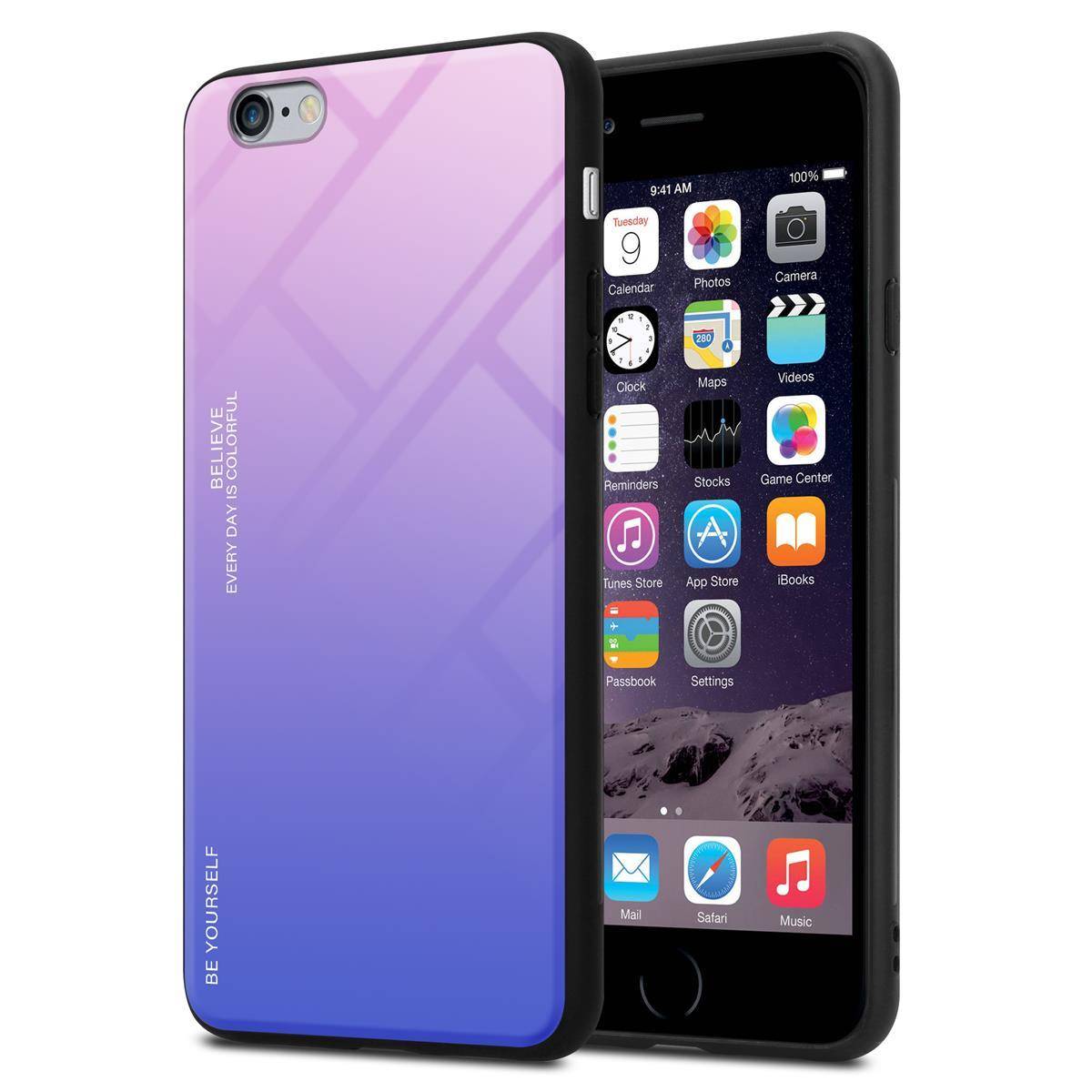 Cadorabo Hülle für Apple iPhone 6 PLUS / 6S PLUS Schutz Hülle in Schwarz Handyhülle TPU Etui Cover Case Tempered Glas