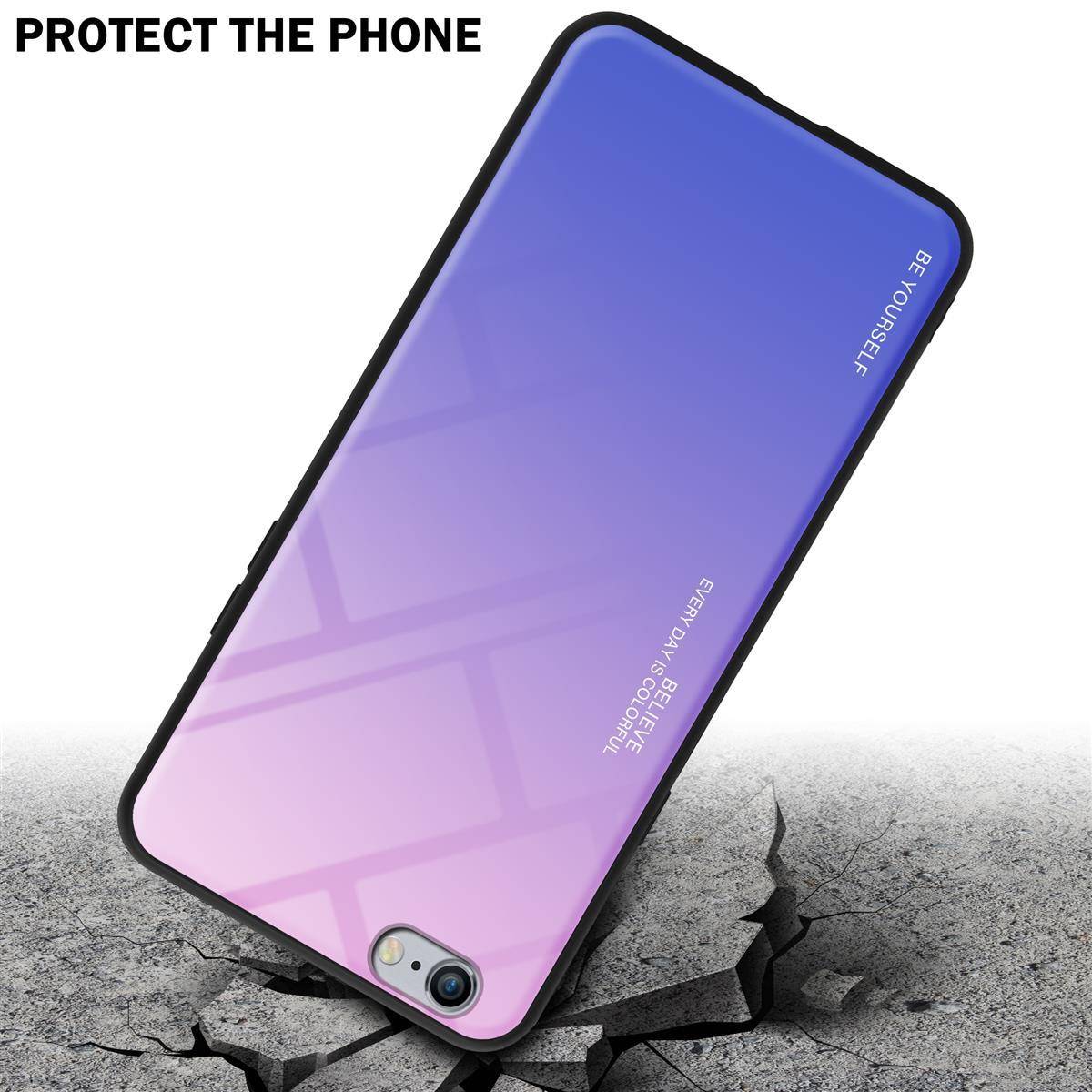 Cadorabo Hülle für Apple iPhone 6 PLUS / 6S PLUS Schutz Hülle in Schwarz Handyhülle TPU Etui Cover Case Tempered Glas