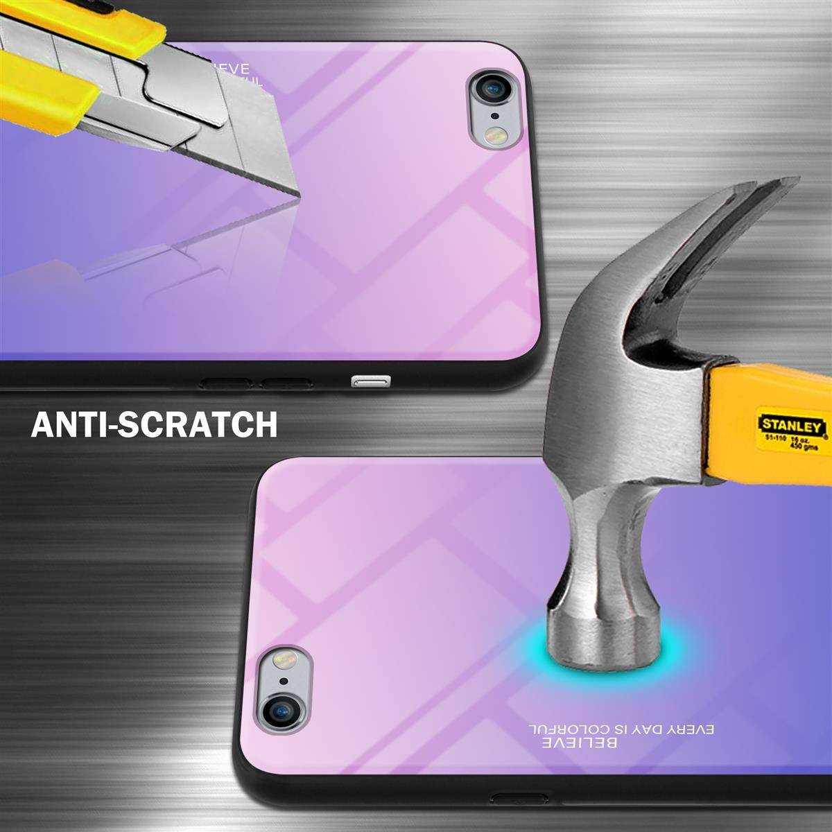 Cadorabo Hülle für Apple iPhone 6 PLUS / 6S PLUS Schutz Hülle in Schwarz Handyhülle TPU Etui Cover Case Tempered Glas