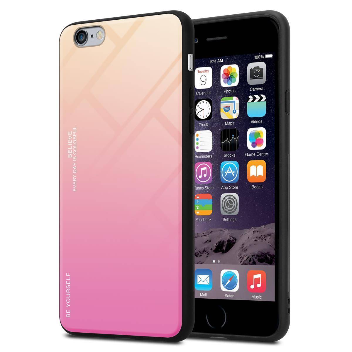 Cadorabo Hülle für Apple iPhone 6 PLUS / 6S PLUS Schutz Hülle in Schwarz Handyhülle TPU Etui Cover Case Tempered Glas