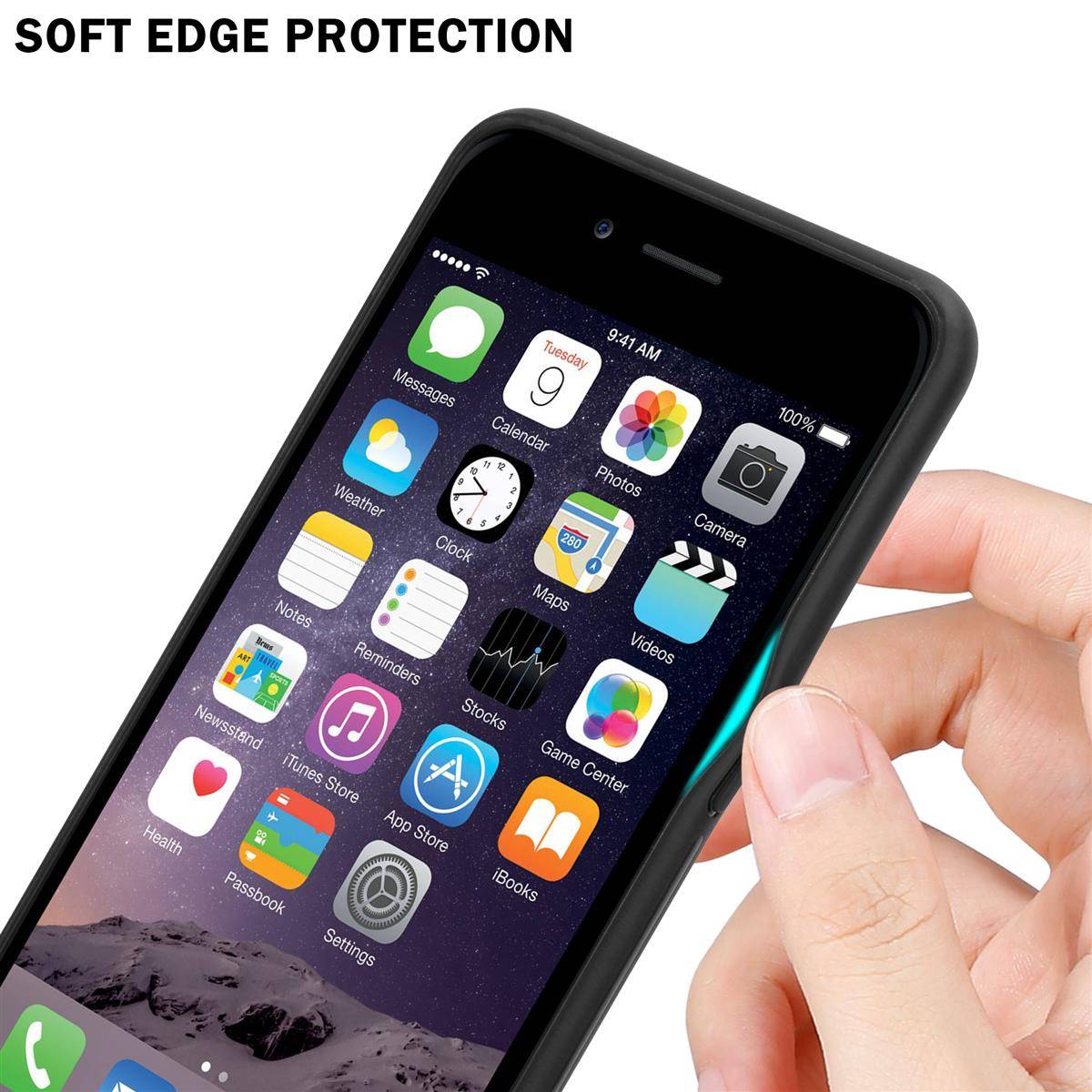 Cadorabo Hülle für Apple iPhone 6 PLUS / 6S PLUS Schutz Hülle in Schwarz Handyhülle TPU Etui Cover Case Tempered Glas