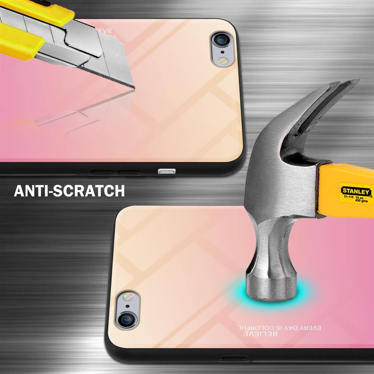 Cadorabo Hülle für Apple iPhone 6 PLUS / 6S PLUS Schutz Hülle in Schwarz Handyhülle TPU Etui Cover Case Tempered Glas