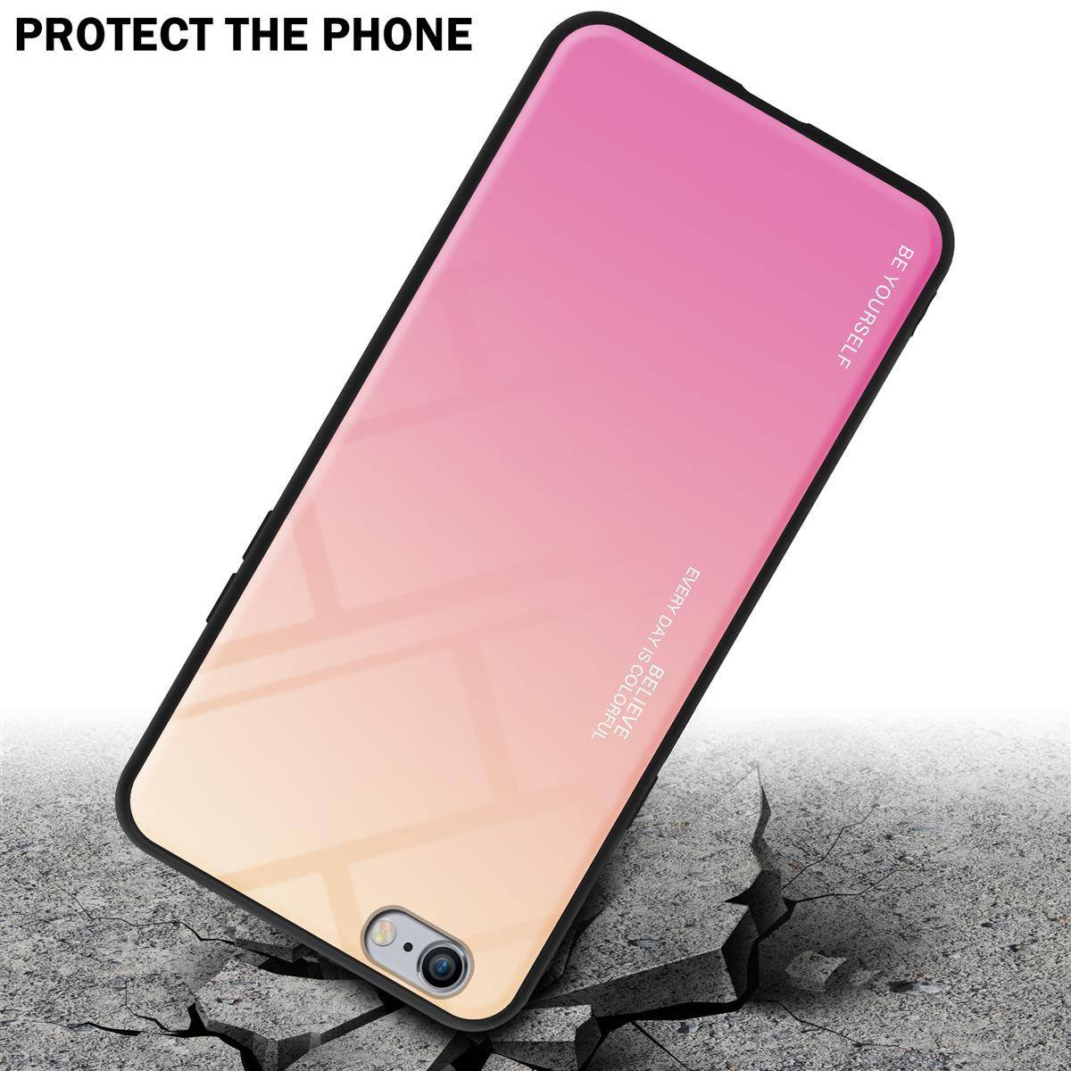 Cadorabo Hülle für Apple iPhone 6 PLUS / 6S PLUS Schutz Hülle in Schwarz Handyhülle TPU Etui Cover Case Tempered Glas