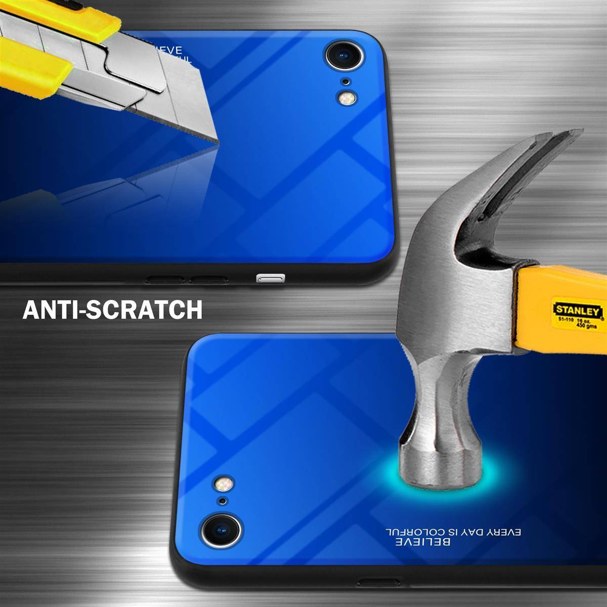 Cadorabo Hülle für Apple iPhone 7 / 7S / 8 / SE 2020 Schutz Hülle in Schwarz Handyhülle TPU Etui Cover Case Tempered