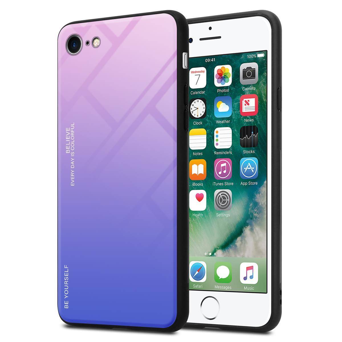 Cadorabo Hülle für Apple iPhone 7 / 7S / 8 / SE 2020 Schutz Hülle in Schwarz Handyhülle TPU Etui Cover Case Tempered