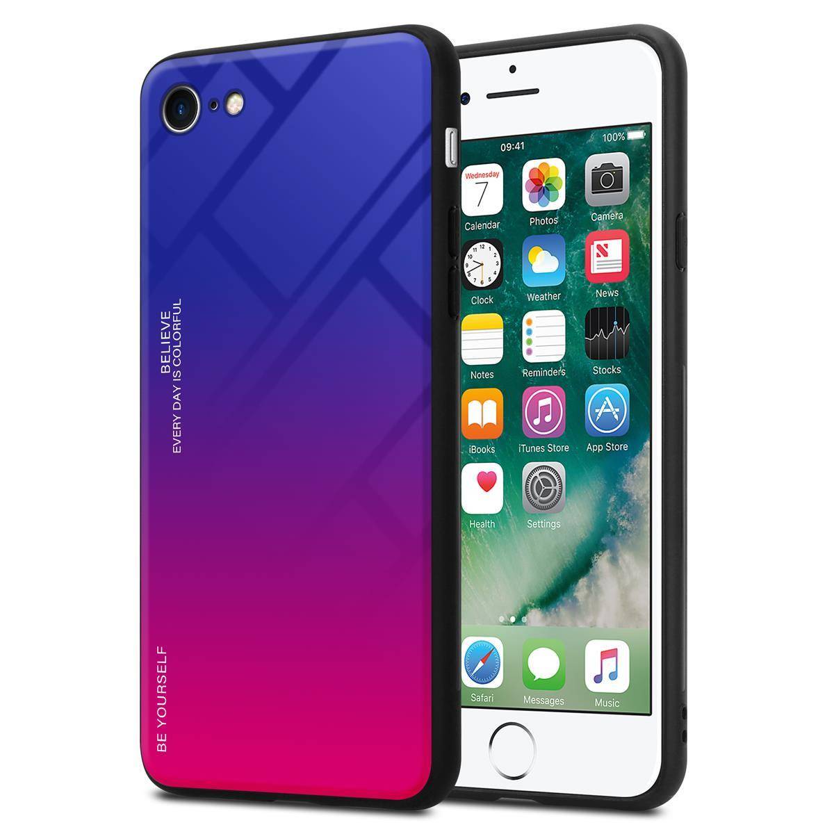 Cadorabo Hülle für Apple iPhone 7 / 7S / 8 / SE 2020 Schutz Hülle in Schwarz Handyhülle TPU Etui Cover Case Tempered