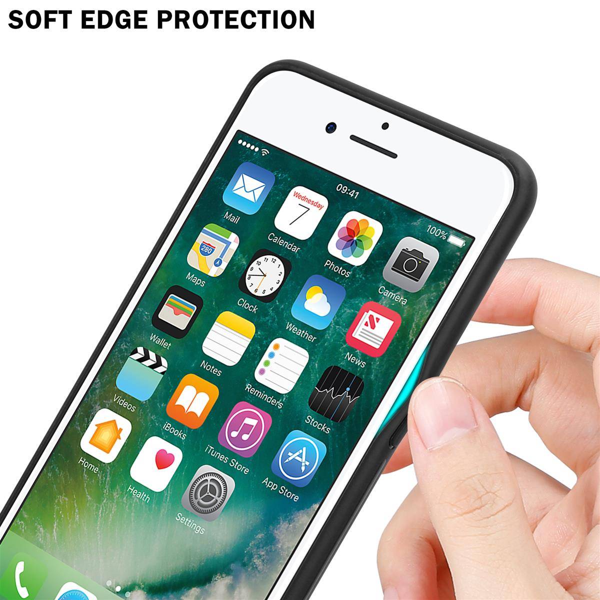 Cadorabo Hülle für Apple iPhone 7 / 7S / 8 / SE 2020 Schutz Hülle in Schwarz Handyhülle TPU Etui Cover Case Tempered
