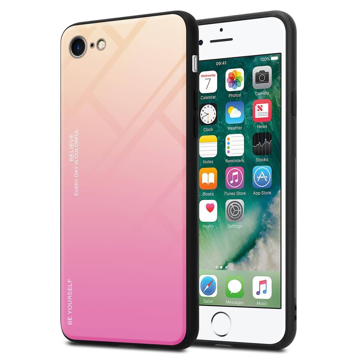 Cadorabo Hülle für Apple iPhone 7 / 7S / 8 / SE 2020 Schutz Hülle in Schwarz Handyhülle TPU Etui Cover Case Tempered