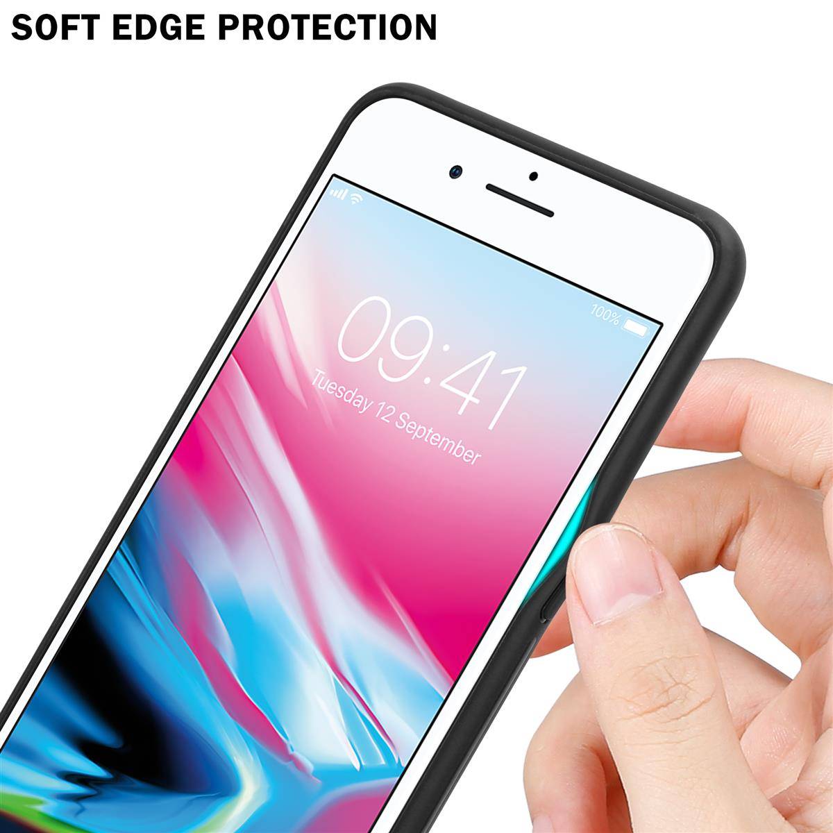 Cadorabo Hülle für Apple iPhone 7 PLUS / 7S PLUS / 8 PLUS Schutz Hülle in Schwarz Handyhülle TPU Etui Cover Case