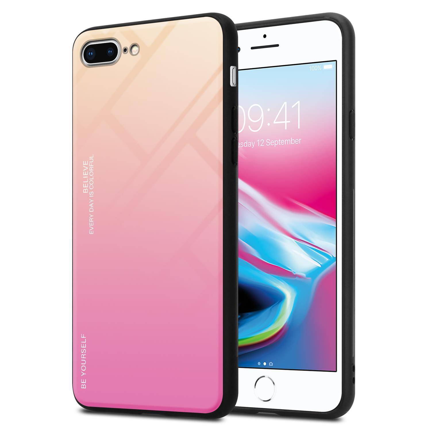 Cadorabo Hülle für Apple iPhone 7 PLUS / 7S PLUS / 8 PLUS Schutz Hülle in Schwarz Handyhülle TPU Etui Cover Case